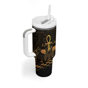 Egyptian Goddess Bastet Tumbler With Handle Ancient Mythology Sacred Black Cat