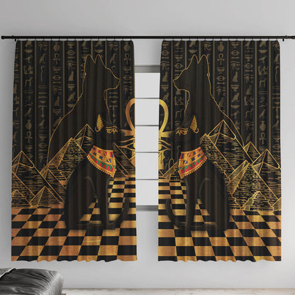 Egyptian Goddess Bastet Window Curtain Ancient Mythology Sacred Black Cat