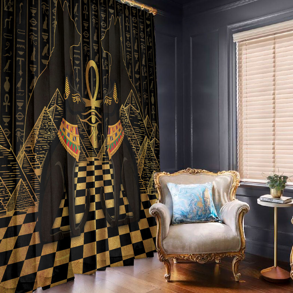 Egyptian Goddess Bastet Window Curtain Ancient Mythology Sacred Black Cat