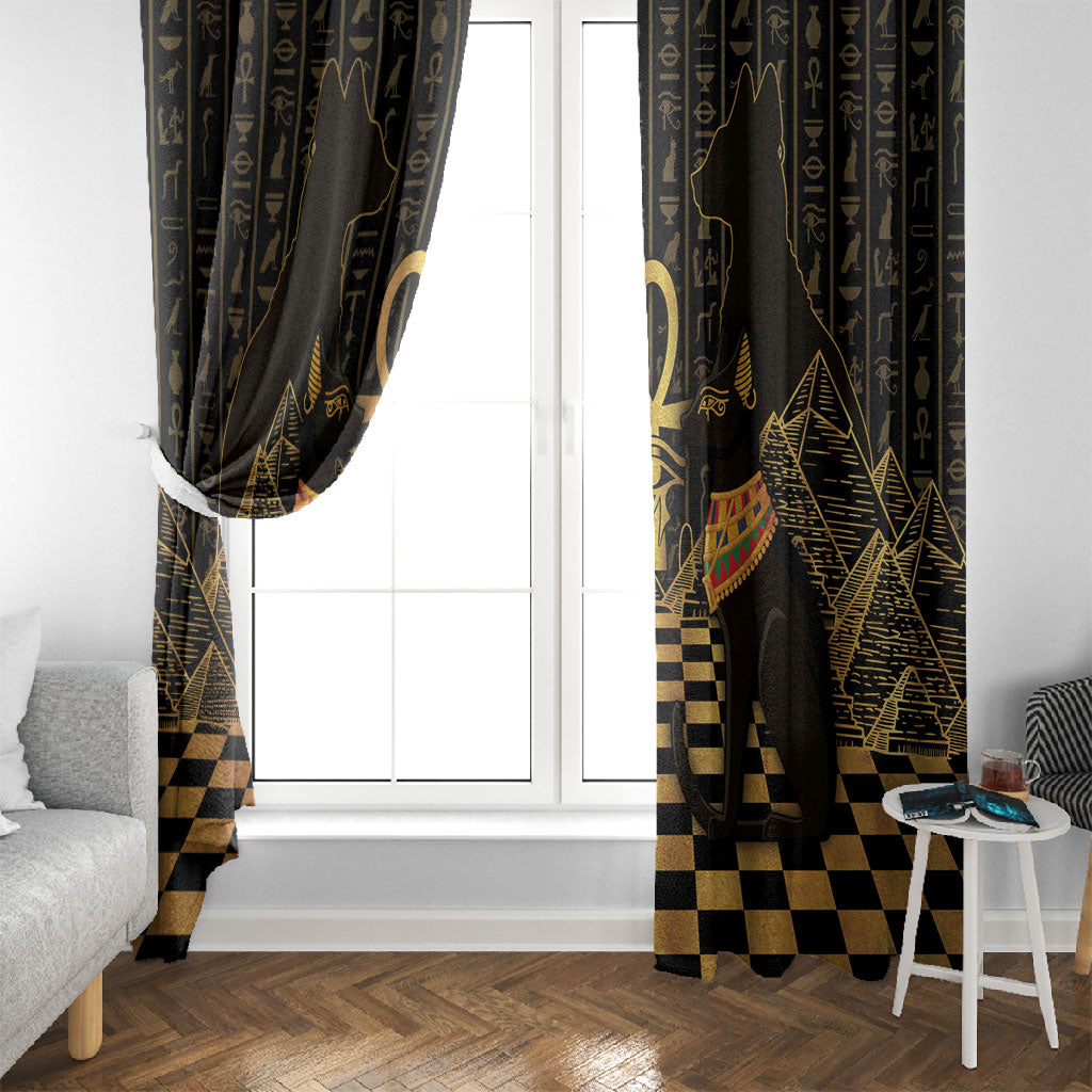 Egyptian Goddess Bastet Window Curtain Ancient Mythology Sacred Black Cat