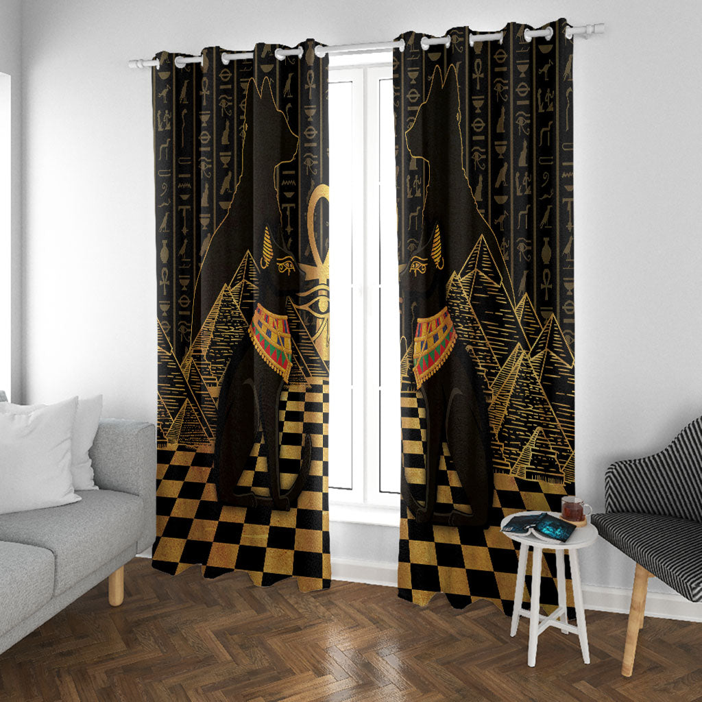 Egyptian Goddess Bastet Window Curtain Ancient Mythology Sacred Black Cat