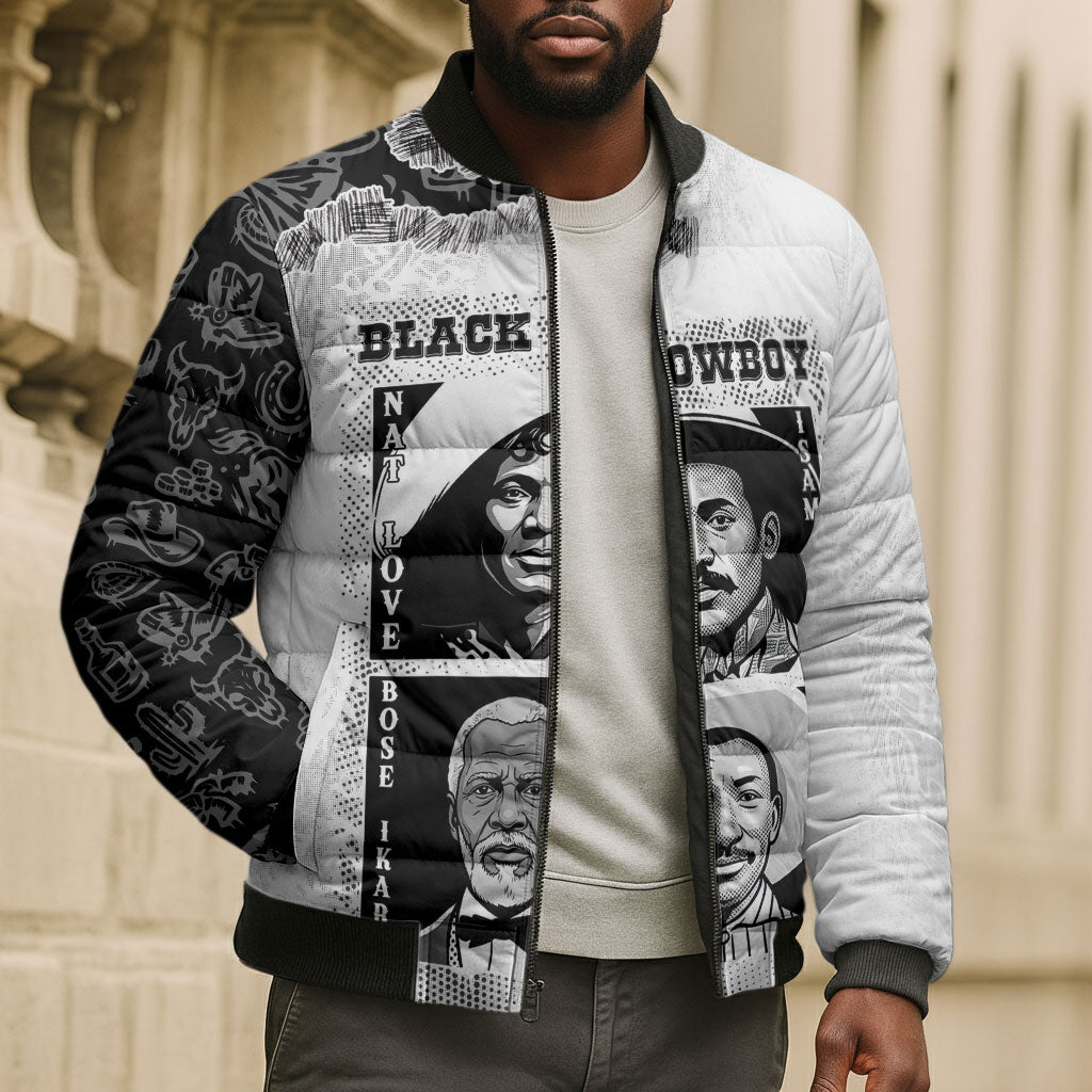 Black Cowboy Bomber Puffer Jacket African American Black History Unique Style