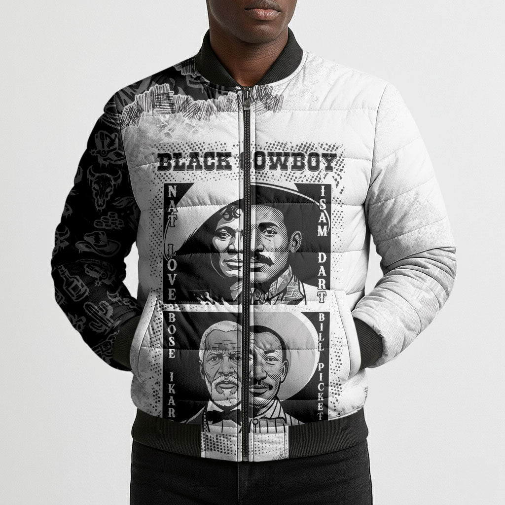 Black Cowboy Bomber Puffer Jacket African American Black History Unique Style