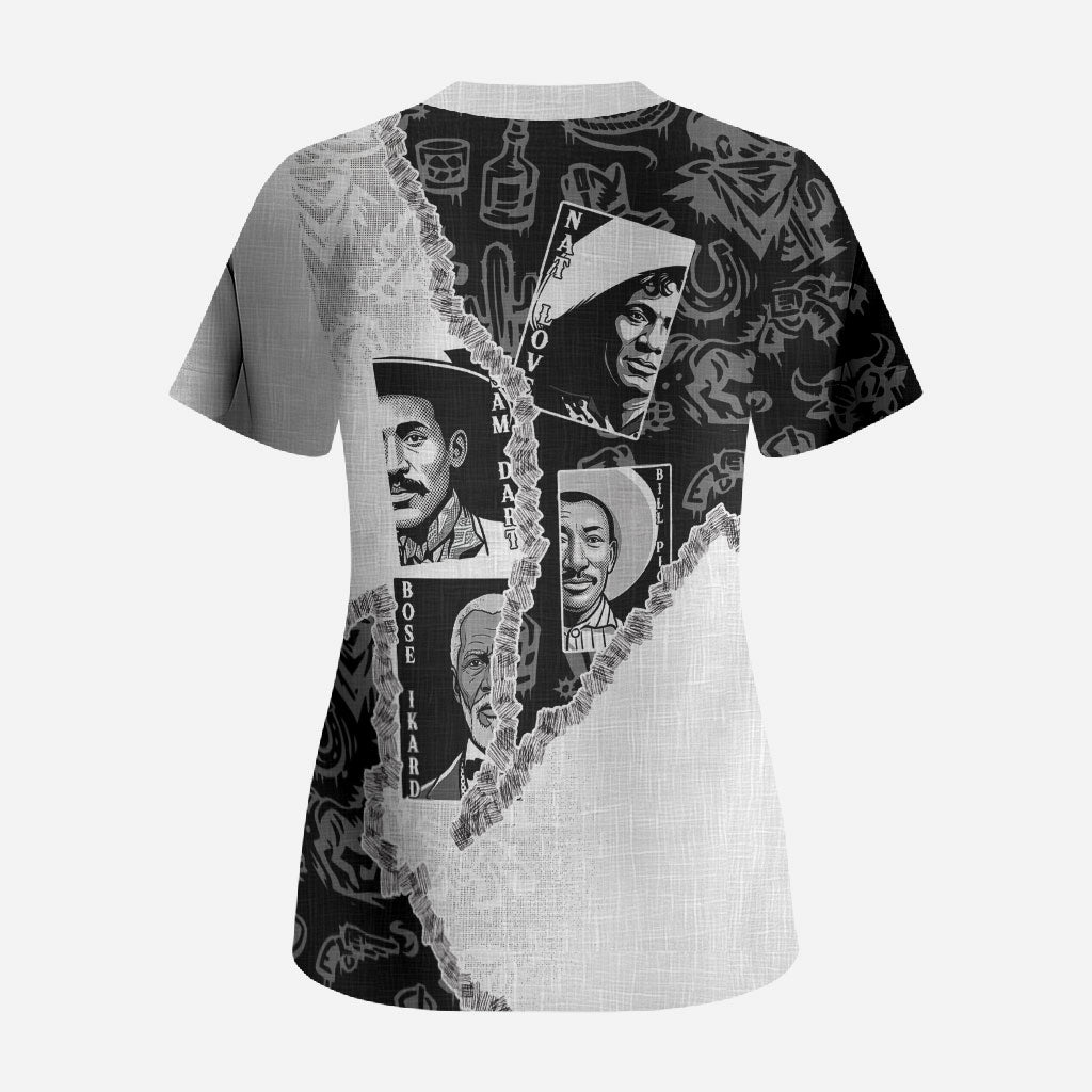 Black Cowboy Scrub Top African American Black History Unique Style