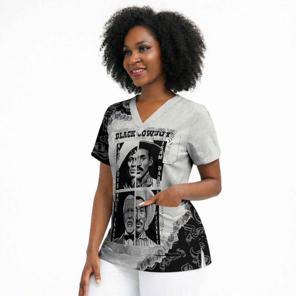 Black Cowboy Scrub Top African American Black History Unique Style