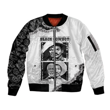 Black Cowboy Sleeve Zip Bomber Jacket African American Black History Unique Style