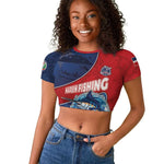 Afro-Dominicans Fishing Raglan Cropped T shirt Master Baiter DT05