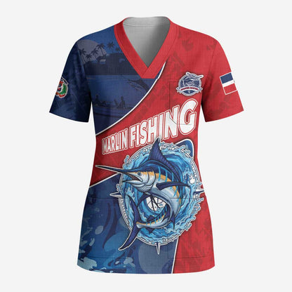 Afro-Dominicans Fishing Scrub Top Master Baiter - African Pride