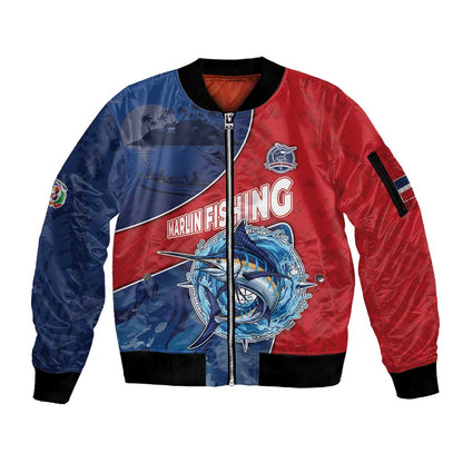 Afro-Dominicans Fishing Sleeve Zip Bomber Jacket Master Baiter - African Pride