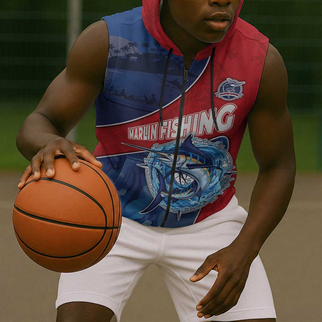 Afro-Dominicans Fishing Sleeveless Zip Hoodie Master Baiter - African Pride