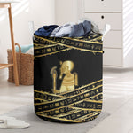 Egyptian God Ptah Laundry Basket Gold Mummy Wrap Hieroglyphics Patterns