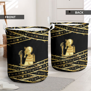 Egyptian God Ptah Laundry Basket Gold Mummy Wrap Hieroglyphics Patterns