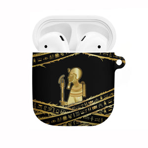 Egyptian God Ptah AirPods Case Gold Mummy Wrap Hieroglyphics Patterns