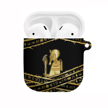 Egyptian God Ptah AirPods Case Gold Mummy Wrap Hieroglyphics Patterns