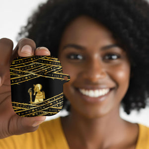 Egyptian God Ptah AirPods Case Gold Mummy Wrap Hieroglyphics Patterns