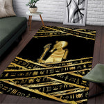 Egyptian God Ptah Area Rug Gold Mummy Wrap Hieroglyphics Patterns