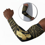Egyptian God Ptah Arm Sleeves Gold Mummy Wrap Hieroglyphics Patterns