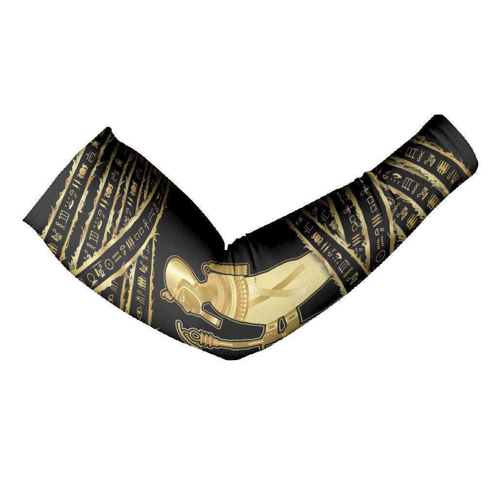 Egyptian God Ptah Arm Sleeves Gold Mummy Wrap Hieroglyphics Patterns