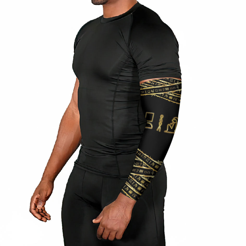 Egyptian God Ptah Arm Sleeves Gold Mummy Wrap Hieroglyphics Patterns