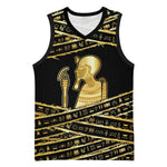 Egyptian God Ptah Basketball Jersey Gold Mummy Wrap Hieroglyphics Patterns