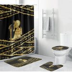 Egyptian God Ptah Bathroom Set Gold Mummy Wrap Hieroglyphics Patterns