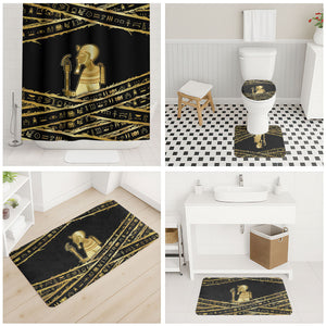 Egyptian God Ptah Bathroom Set Gold Mummy Wrap Hieroglyphics Patterns