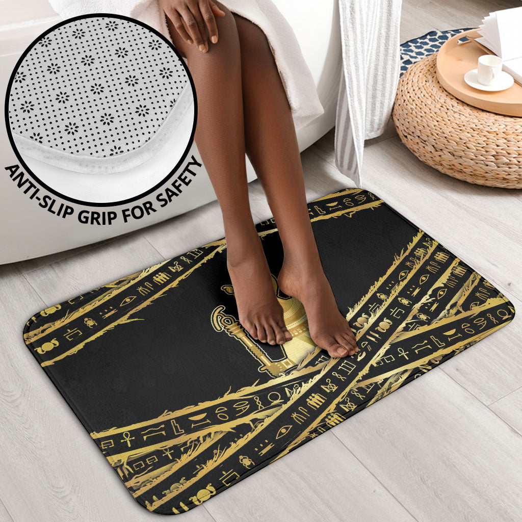 Egyptian God Ptah Bathroom Set Gold Mummy Wrap Hieroglyphics Patterns