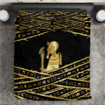 Egyptian God Ptah Bedding Set Gold Mummy Wrap Hieroglyphics Patterns