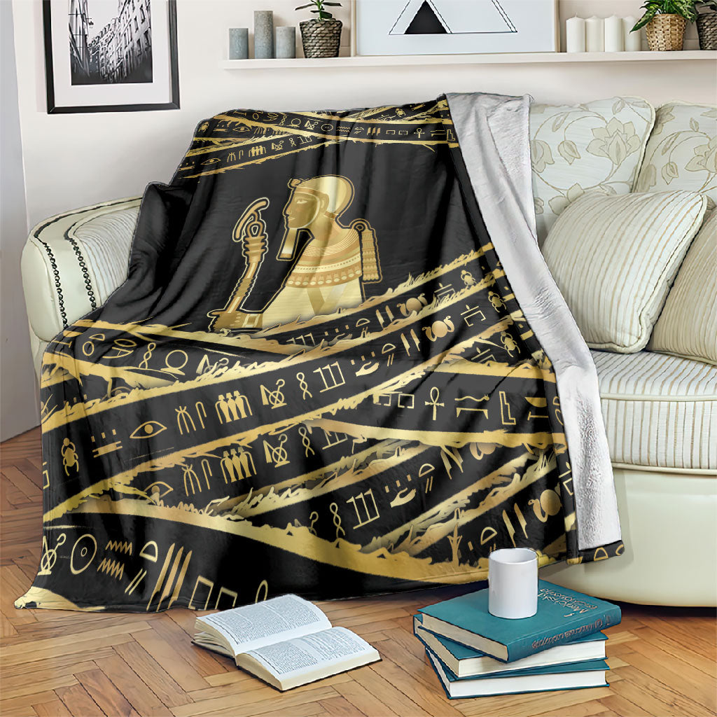 Egyptian God Ptah Blanket Gold Mummy Wrap Hieroglyphics Patterns