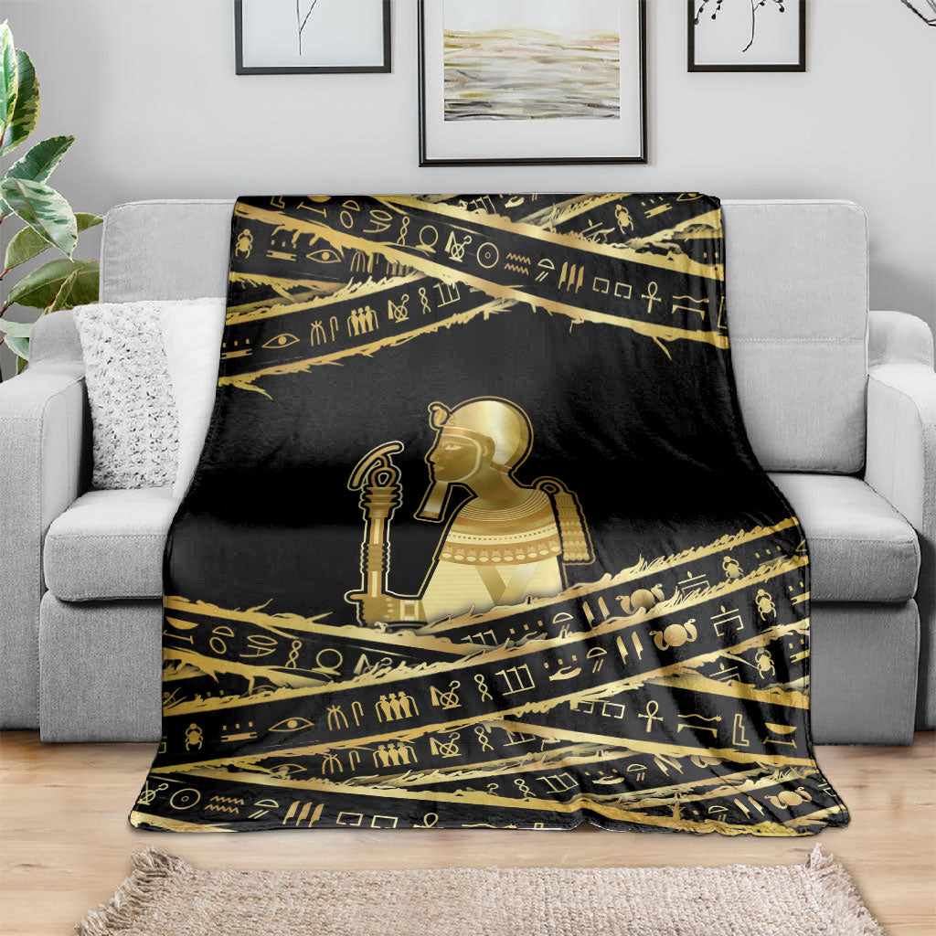 Egyptian God Ptah Blanket Gold Mummy Wrap Hieroglyphics Patterns