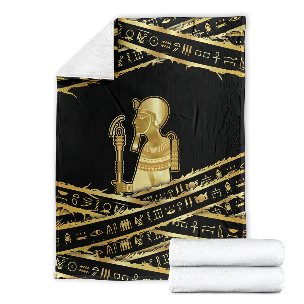 Egyptian God Ptah Blanket Gold Mummy Wrap Hieroglyphics Patterns