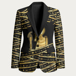 Egyptian God Ptah Blazer Gold Mummy Wrap Hieroglyphics Patterns