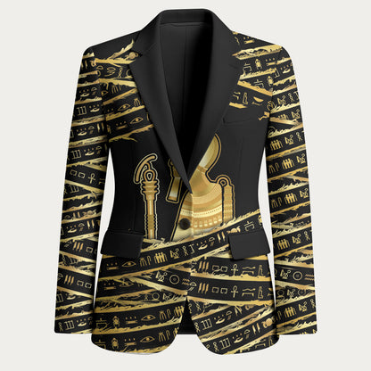 Egyptian God Ptah Blazer Gold Mummy Wrap Hieroglyphics Patterns