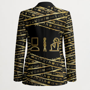 Egyptian God Ptah Blazer Gold Mummy Wrap Hieroglyphics Patterns