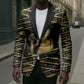 Egyptian God Ptah Blazer Gold Mummy Wrap Hieroglyphics Patterns