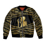Egyptian God Ptah Bomber Jacket Gold Mummy Wrap Hieroglyphics Patterns