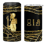 Egyptian God Ptah 4 in 1 Can Cooler Tumbler Gold Mummy Wrap Hieroglyphics Patterns