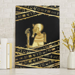 Egyptian God Ptah Canvas Wall Art Gold Mummy Wrap Hieroglyphics Patterns