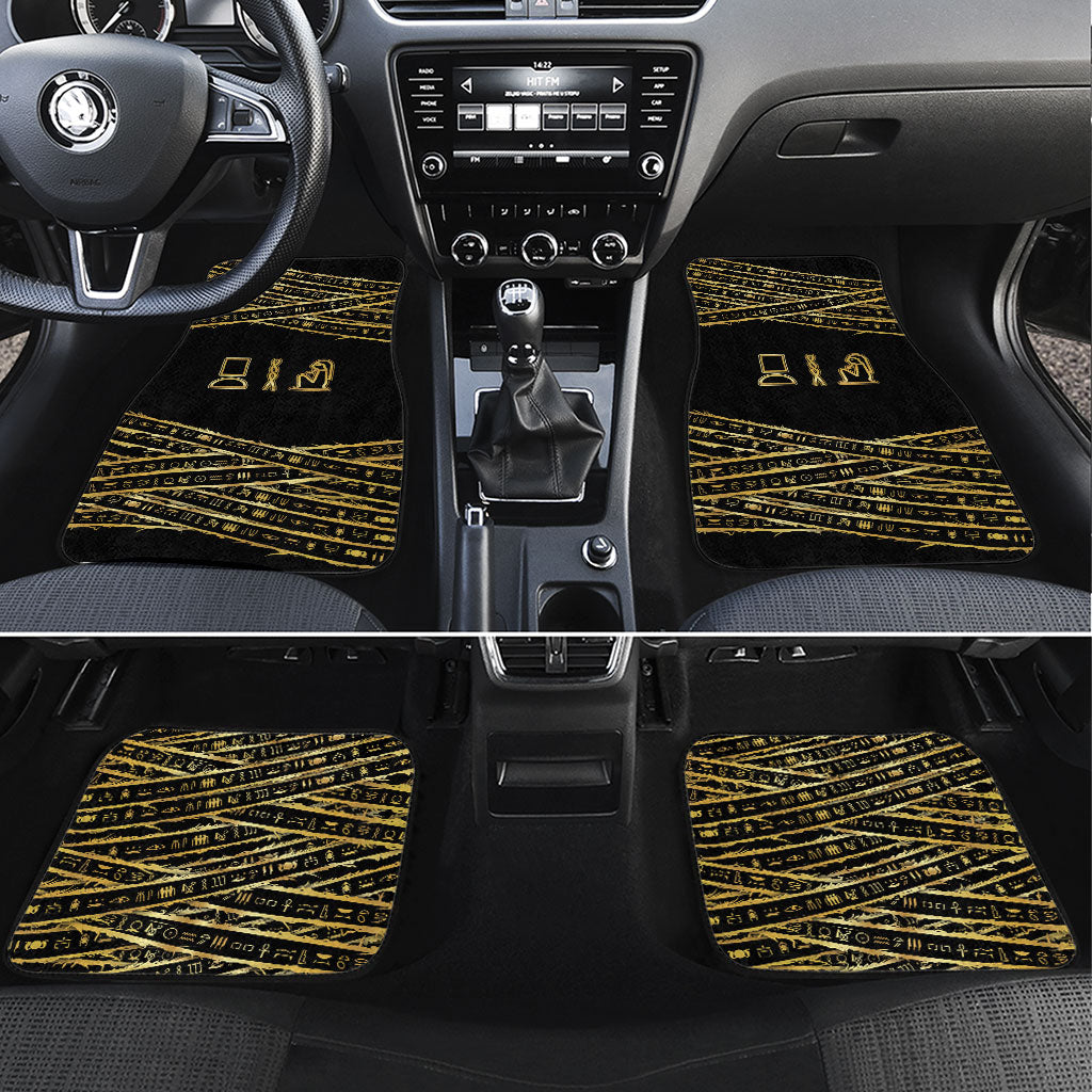 Egyptian God Ptah Car Mats Gold Mummy Wrap Hieroglyphics Patterns