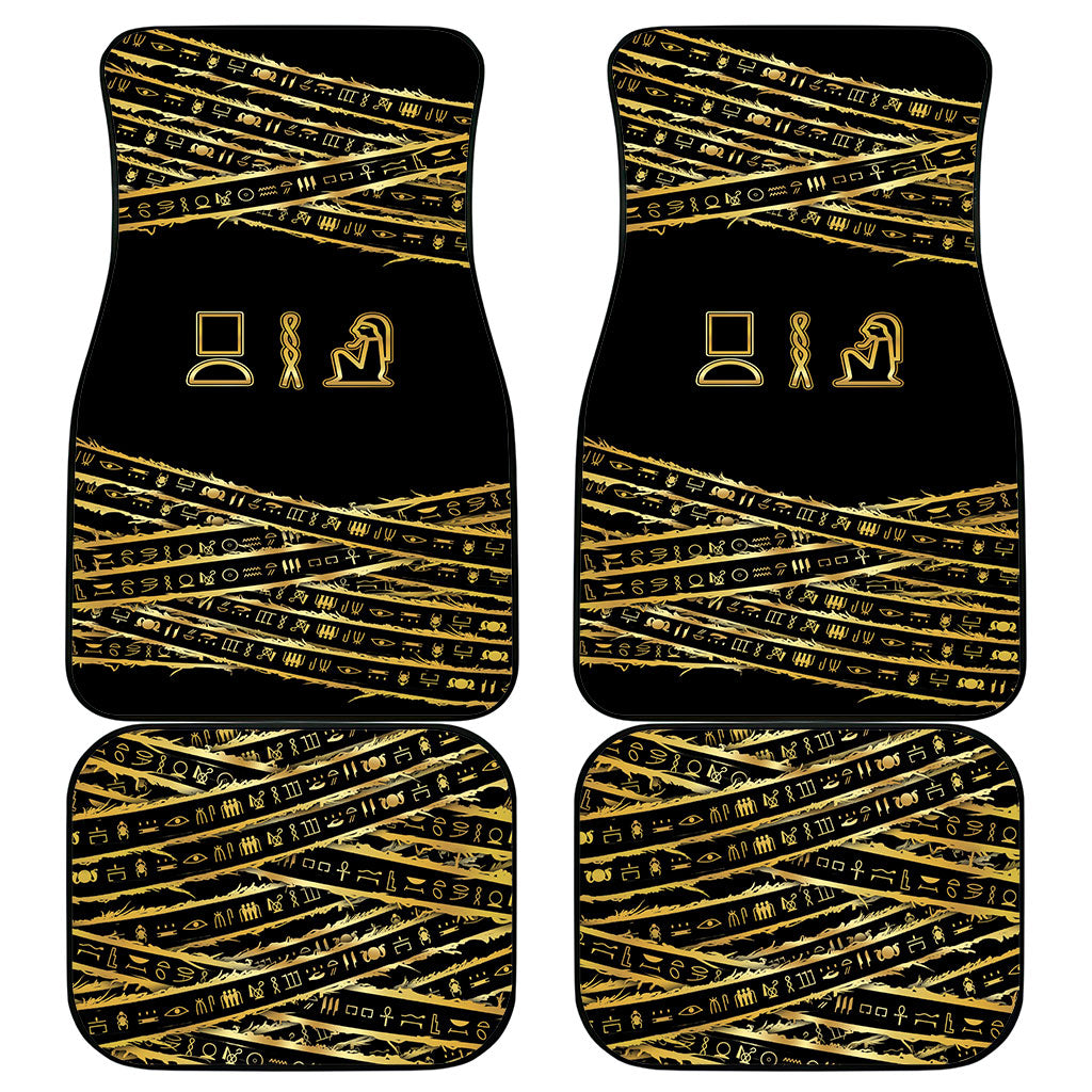 Egyptian God Ptah Car Mats Gold Mummy Wrap Hieroglyphics Patterns