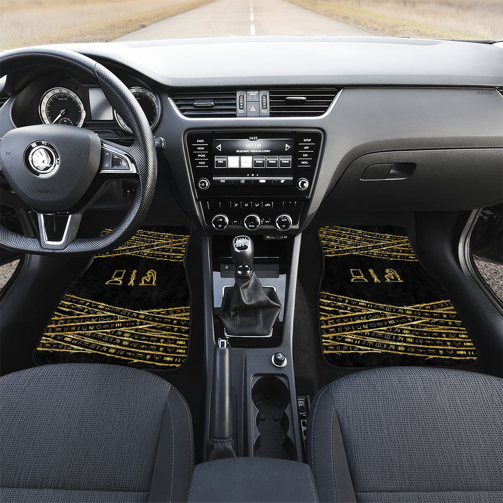 Egyptian God Ptah Car Mats Gold Mummy Wrap Hieroglyphics Patterns