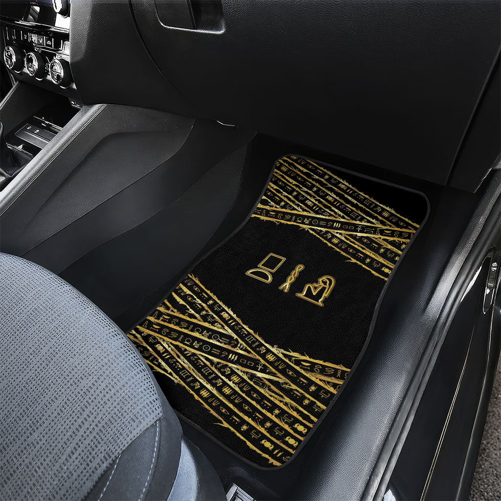 Egyptian God Ptah Car Mats Gold Mummy Wrap Hieroglyphics Patterns