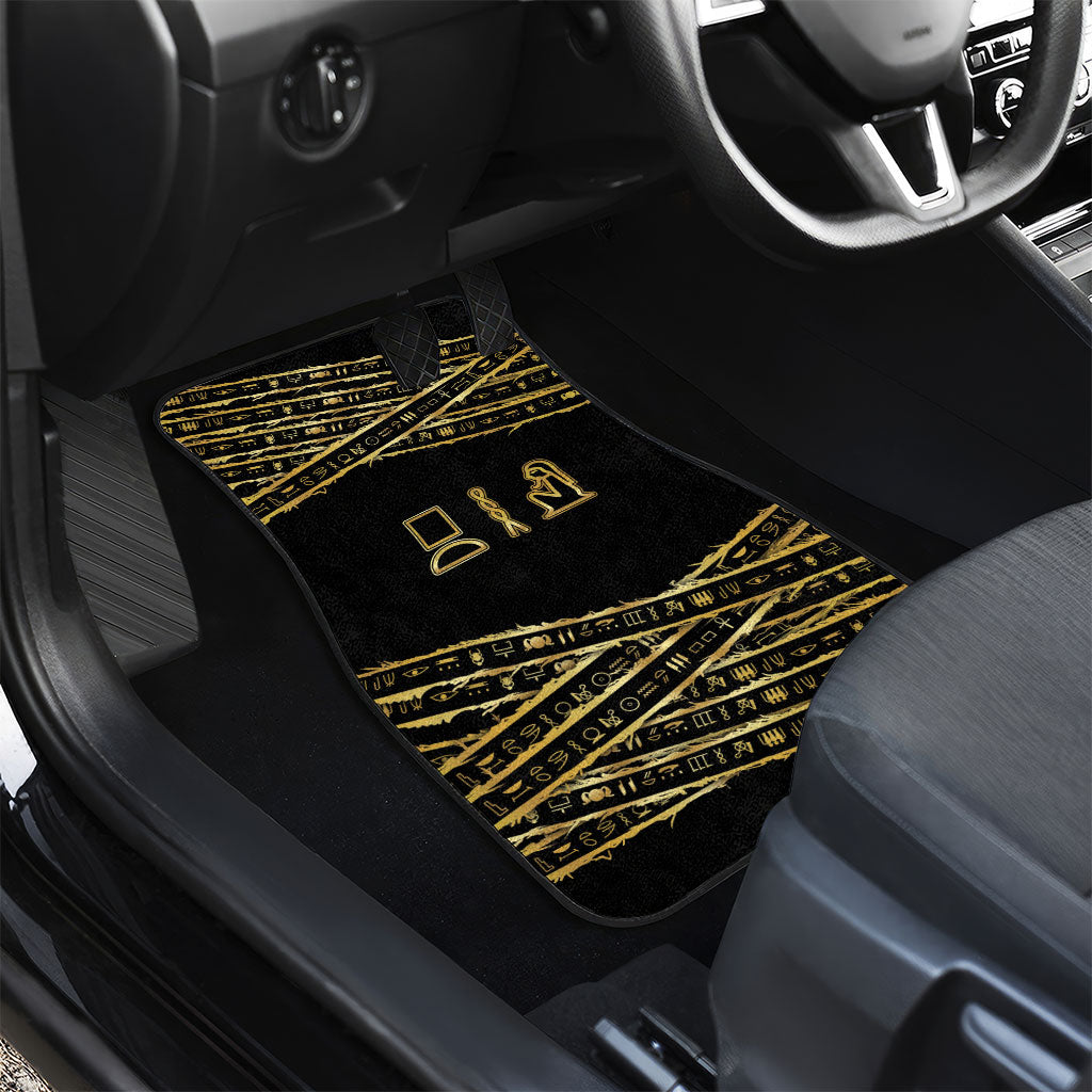 Egyptian God Ptah Car Mats Gold Mummy Wrap Hieroglyphics Patterns
