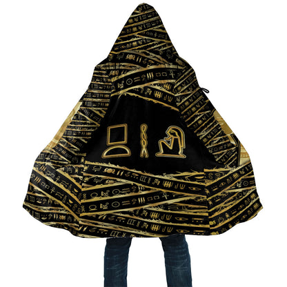Egyptian God Ptah Cloak Gold Mummy Wrap Hieroglyphics Patterns