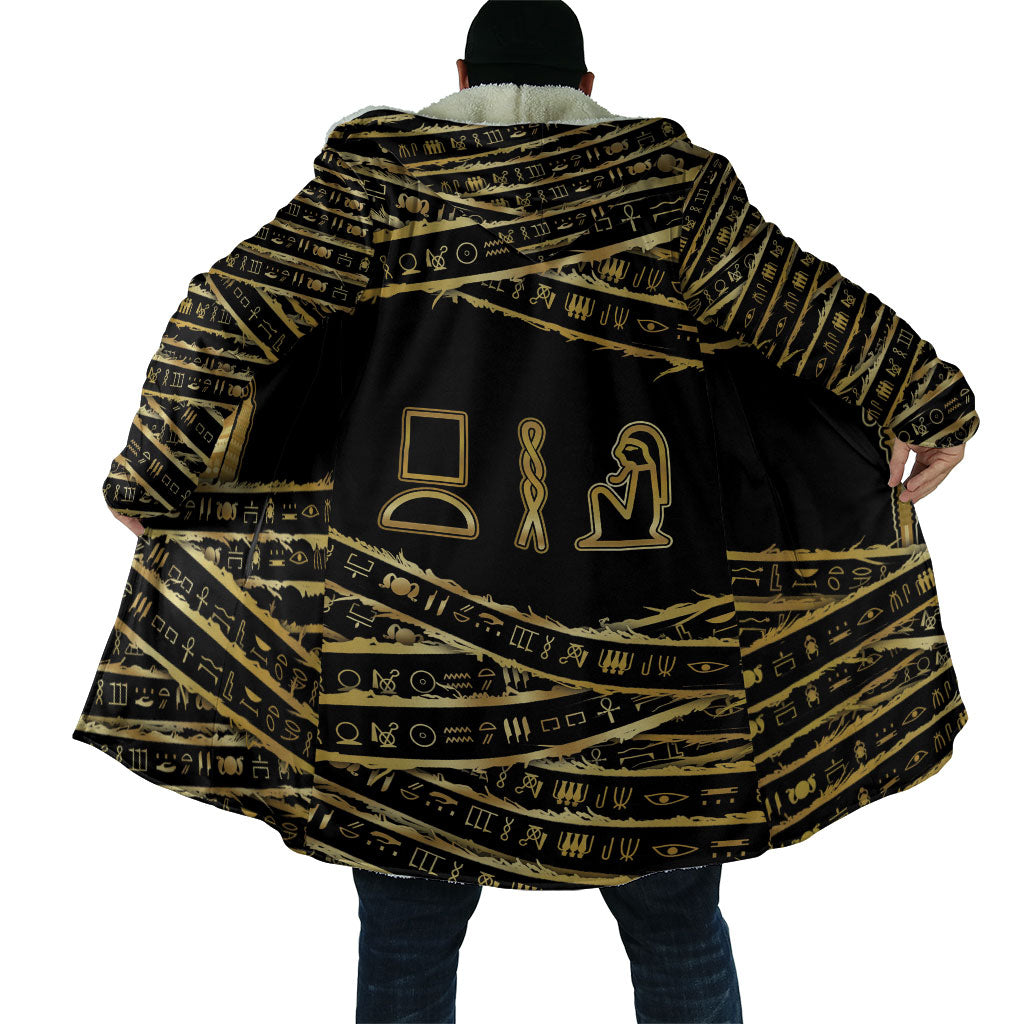 Egyptian God Ptah Cloak Gold Mummy Wrap Hieroglyphics Patterns