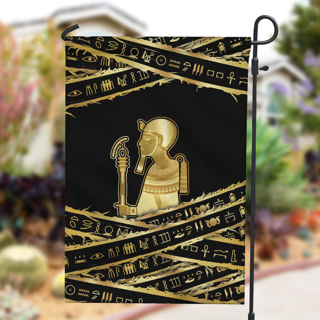 Egyptian God Ptah Garden Flag Gold Mummy Wrap Hieroglyphics Patterns