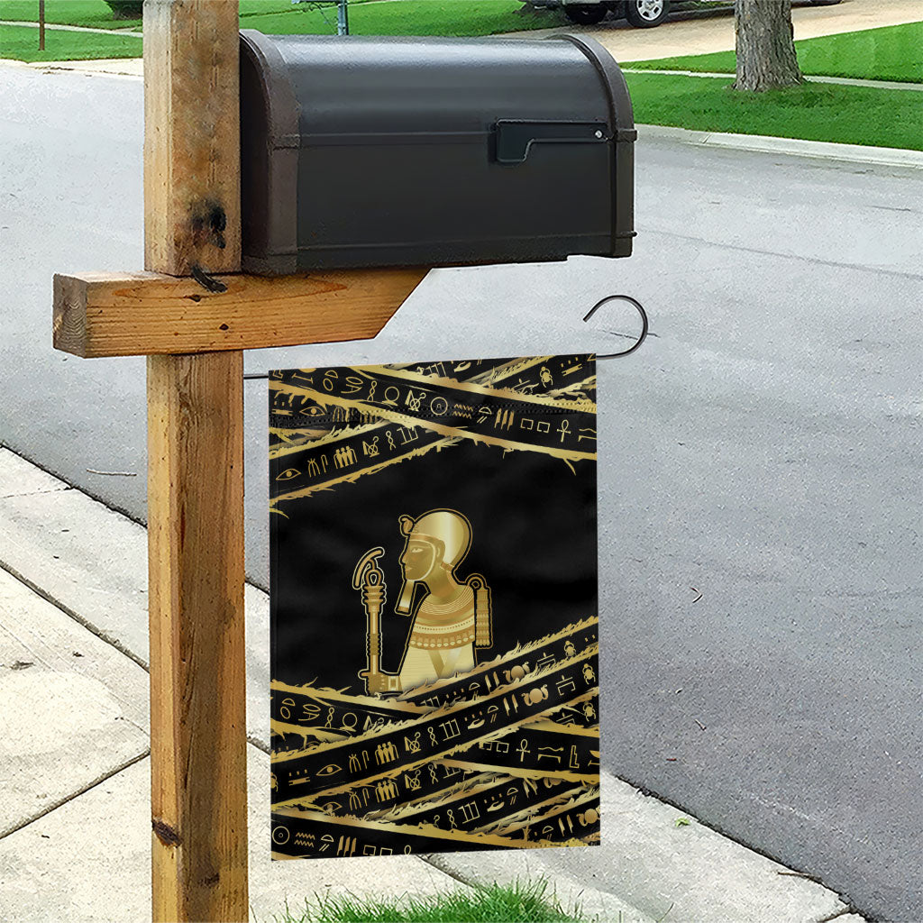 Egyptian God Ptah Garden Flag Gold Mummy Wrap Hieroglyphics Patterns
