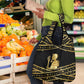Egyptian God Ptah Grocery Bag Gold Mummy Wrap Hieroglyphics Patterns