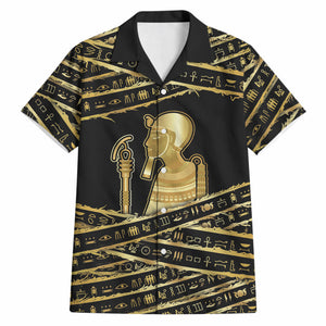 Egyptian God Ptah Hawaiian Shirt Gold Mummy Wrap Hieroglyphics Patterns