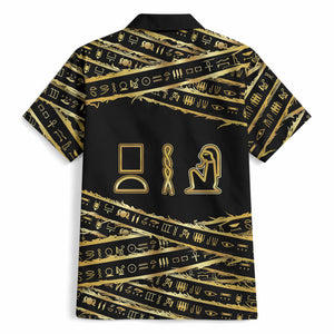 Egyptian God Ptah Hawaiian Shirt Gold Mummy Wrap Hieroglyphics Patterns